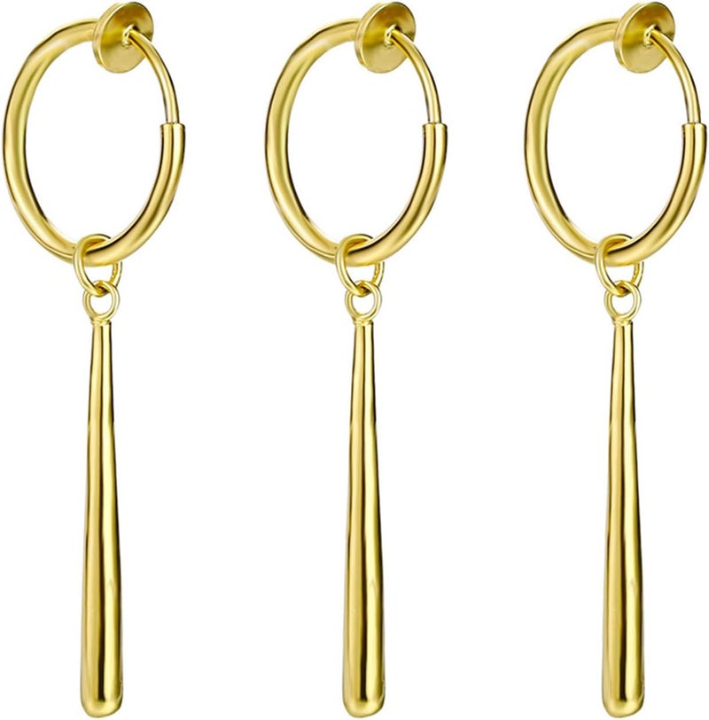 XHBTS One P. Earrings - Gold Clip On Anime Cosplay Earrings for Anime Lovers 3 Set with Mini Cloth and Mini Box(Clip on) - Image 1